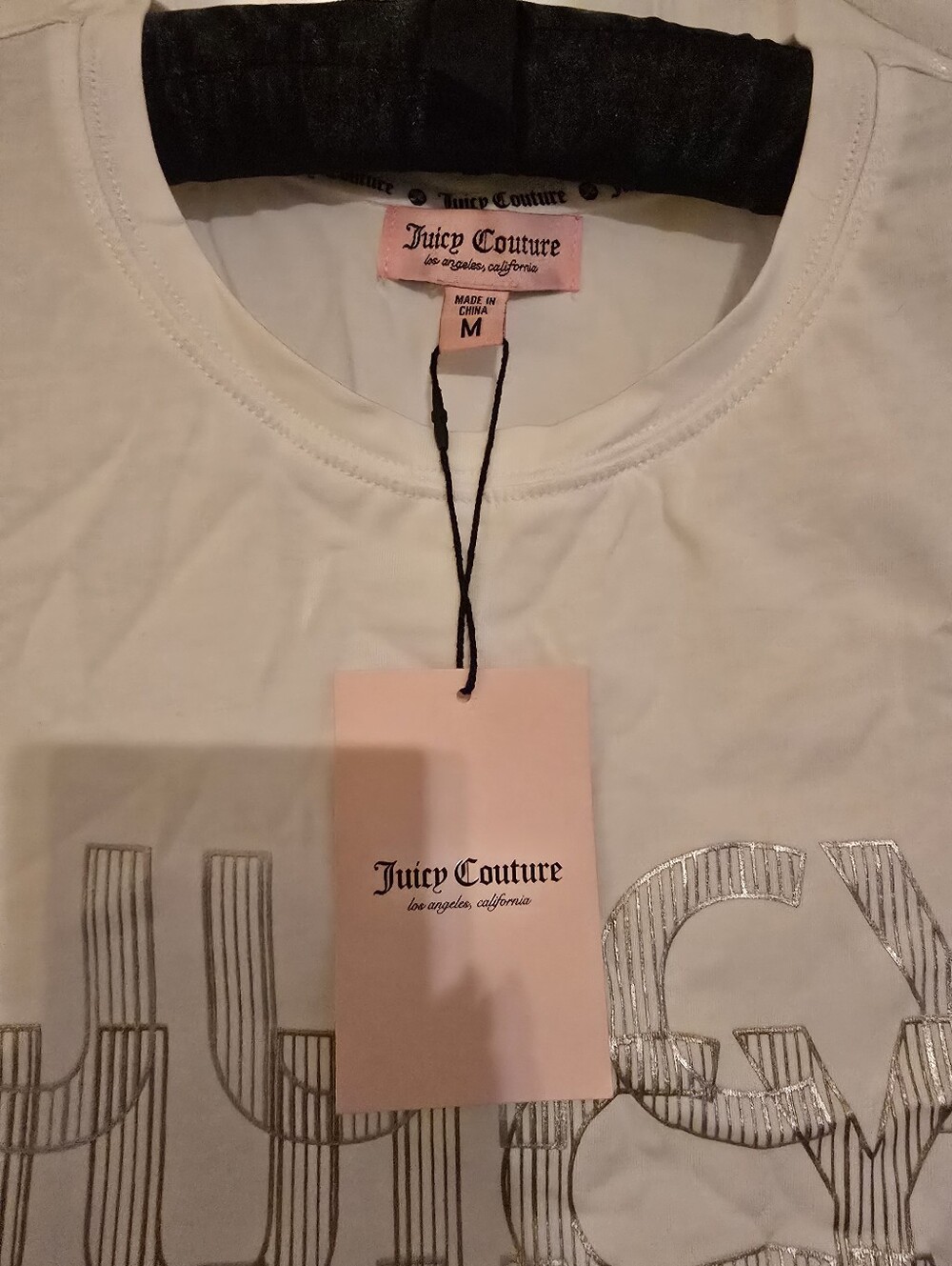 NWT Juicy Couture White Metallic Logo Graphic T-Shirt - Size M - Picture 4 of 5